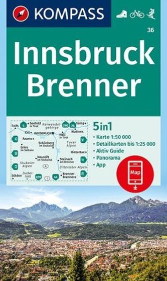 Innsbruck, Brenner 1:50 000 / turistická mapa KOMPASS 36