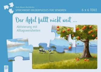 Sprichwort-Bilderpuzzles für Senioren: Der Apfel nicht weit ... (Puzzle)