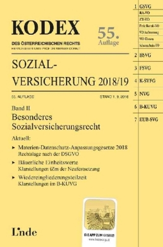 KODEX Sozialversicherung 2018/19, Band II