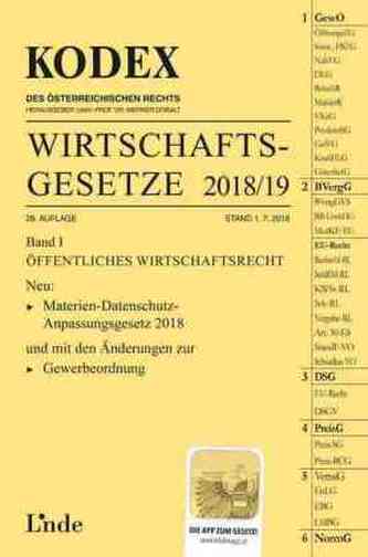 KODEX Wirtschaftsgesetze 2018/19 (f. Österreich). Bd.1