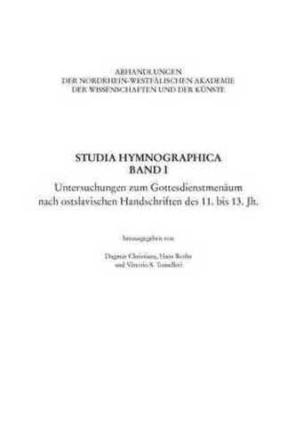 Studia Hymnographica Band I