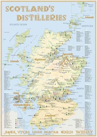 Whisky Distilleries Scotland - Poster 42x60cm - Standard Edition
