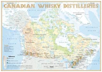 Whisky Distilleries Canada - Tasting Map 34x24cm