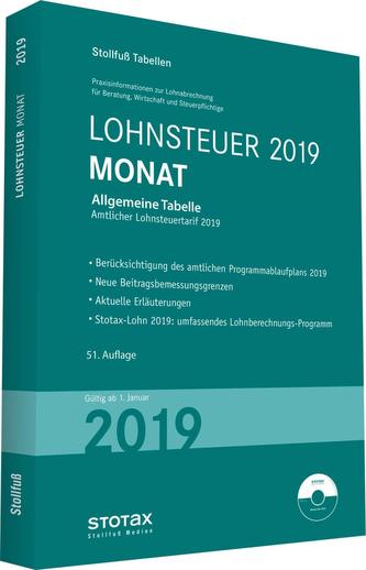 Tabelle, Lohnsteuer 2019 Monat
