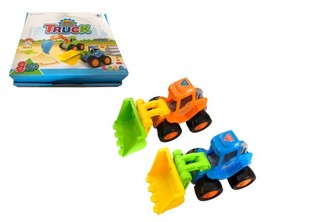 Auto stavebný/bager 14cm plast na zotrvačník 2 farby