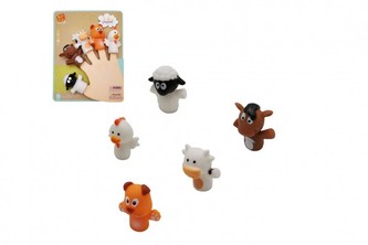 Maňuška prstový zvieratko domáca farma guma 5cm na karte 16x20,5cm