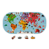 Hračka do vody mäkké puzzle pre deti Mapa sveta Janod 28 ks