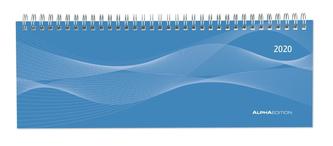 Tisch-Querkalender 1 Woche auf 2 Seiten Profi blau 2020