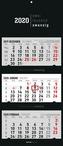 3-Monatskalender 2020 faltbar, Black