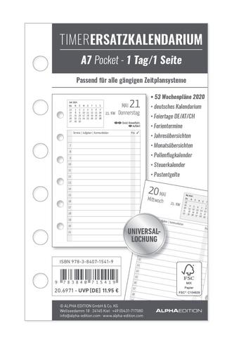 Timer Ersatzkalendarium A7 Pocket 2020