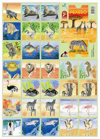 Pexeso Zvířata společenská hra 32 obrázkových dvojic