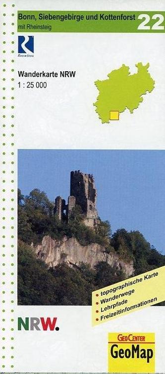 Nordrhein-Westfalen Wanderkarte 22 Bonn: Siebengebirge und Kottenforst mit Rheinsteig 1  : 25 000