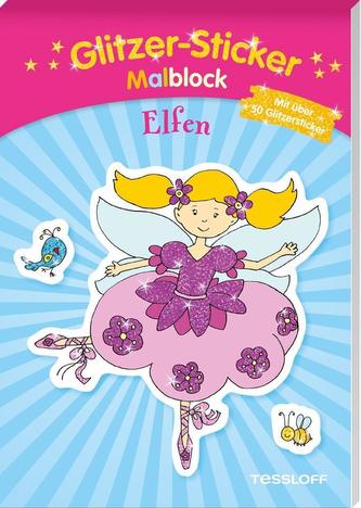 Glitzer-Sticker-Malblock. Elfen