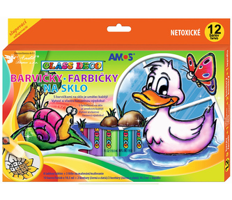 Barvy na sklo sada 12 barev 10,5 ml + fólie a šablony