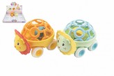 Chrastítko autíčko zvířátko plast 14cm 2 barvy na volný chod 8ks v boxu 3m+