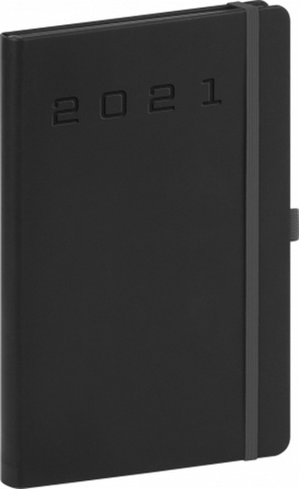 Týdenní diář Nox 2021, černý-černý, 15 × 21 cm