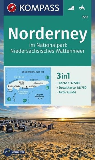 KOMPASS Wanderkarte Norderney im Nationalpark Niedersächsisches Wattenmeer 1:17 500