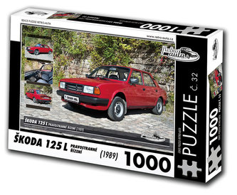 Retro auta Puzzle č. 32 - ŠKODA 125 L pravostr. řízení (1989) - 1000 dílků
