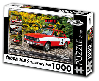 Retro auta Puzzle č. 39 - ŠKODA 105 S Follow me (1980) - 1000 dílků