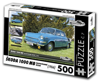 Retro auta Puzzle č. 7 - ŠKODA 1000 MB pravostr. řízení (1966) - 500 dílků