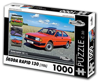Retro auta Puzzle č. 30 - ŠKODA RAPID 130 (1986) - 1000 dílků