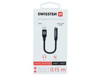 Adaptér SWISSTEN USB-C/JACK 0,15m černý