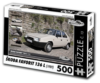 Retro auta Puzzle č. 13 - ŠKODA FAVORIT 136 L (1989) - 500 dílků