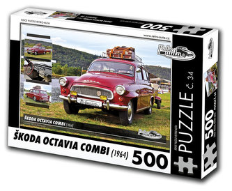 Retro auta Puzzle č. 34 - ŠKODA OCTAVIA COMBI (1964) - 500 dílků