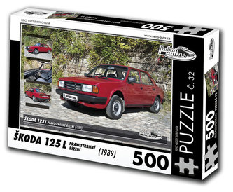 Retro auta Puzzle č. 32 - ŠKODA 125 L pravostr. řízení (1989) - 500 dílků