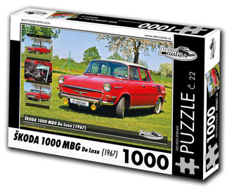 Retro auta Puzzle č. 22 - ŠKODA 1000 MBG De Luxe (1967) - 1000 dílků