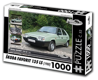 Retro auta Puzzle č. 52 - ŠKODA FAVORIT 135 LS (1988) - 1000 dílků
