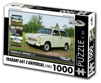 Retro auta Puzzle č. 56 - TRABANT 601 S UNIVERSAL (1981) - 1000 dílků