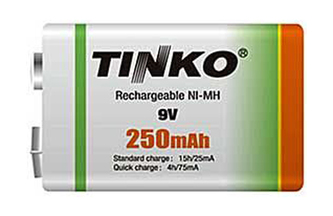 Batéria 6F22 nabíjacia 9V/250mAh TINKO NiMH