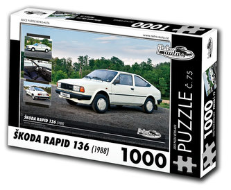 Retro auta Puzzle č. 75 - ŠKODA RAPID 136 (1988) - 1000 dílků