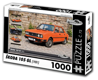 Retro auta Puzzle č. 72 - ŠKODA 105 GL (1981) - 1000 dílků