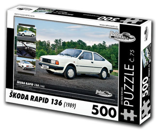 Retro auta Puzzle č. 75 - ŠKODA RAPID 136 (1988) - 500 dílků