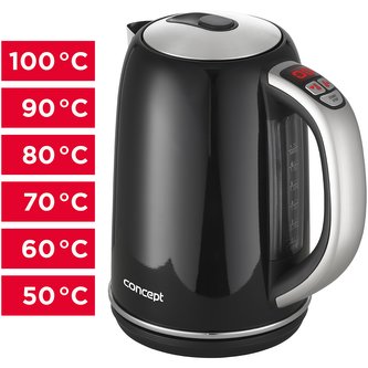 RK3182 Rychlovarná konvice s termoregulací nerezová 1,7 l BLACK