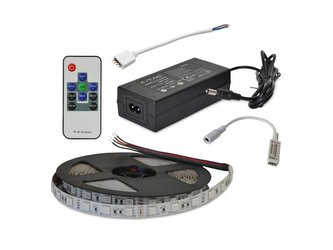 LED pásek sada 2,5m 24V 5050 60LED/m IP20 12W/m RGB + RGB RF kontrolér + zdroj