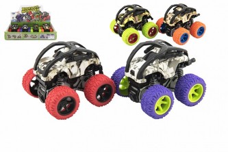 Auto terénne prevracacie veľké kolesá plast 9cm na zotrvačník 4 farby