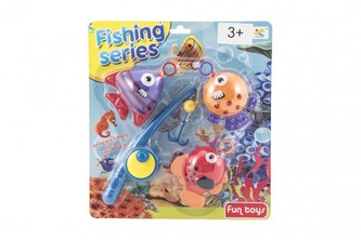 Hra ryby/rybář s prutem 20cm plast na kartě 26x29cm