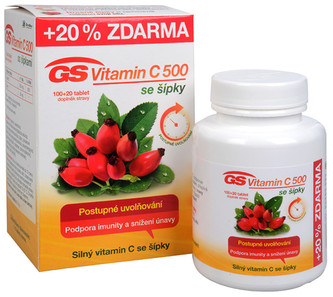 GreenSwan GS Vitamin C 500 + šípky 100 tbl. + 20 tbl. ZDARMA