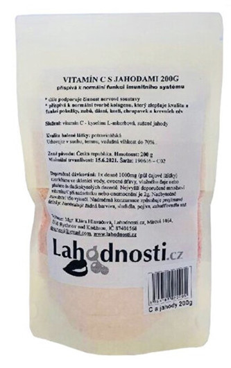 Lahodnosti Vitamín C s jahodami v prášku 200 g - podpora imunity