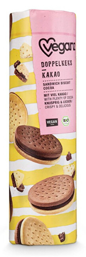 Veganz Dvojité sušenky s kakaovou náplní, Bio 330 g