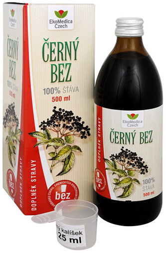 EkoMedica Czech Černý bez - 100% šťáva z černého bezu 500 ml