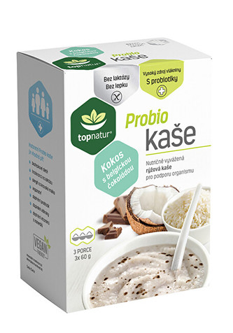 Topnatur Probio kaše kokos s belgickou čokoládou - 3 x 60 g