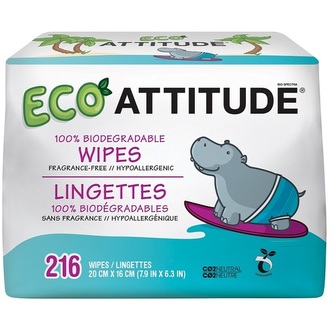 ATTITUDE Vlhčené ubrousky ATTITUDE bez vůně - výhodné balení (3 x 72 ks)