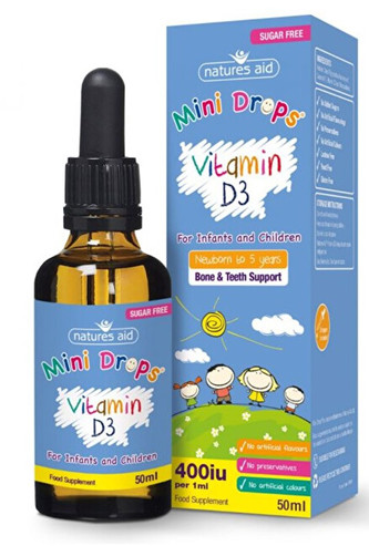 Natures Aid Vitamín D3 kvapky pre deti (400iu) – 50 ml