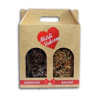 Topnatur Dárkové balení Müsli srdcem 2 x 200 g (Paleo a Belgická čokoláda & brusinky)