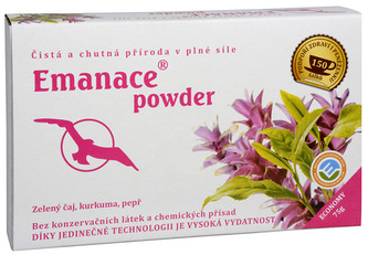 Čaje Hannasaki Emanace powder - zelený čaj, kurkuma, pepř 75 g