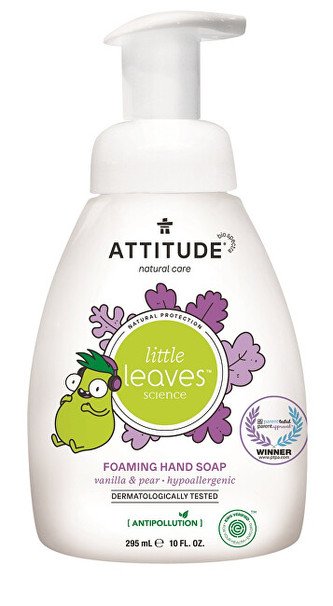 ATTITUDE Dětské pěnivé mýdlo na ruce ATTITUDE Little leaves s vůní vanilky a hrušky 295 ml ATTITUDE Dětské pěnivé mýdlo na ruce ATTITUDE Little leaves s vůní vanilky a hrušky 295 ml